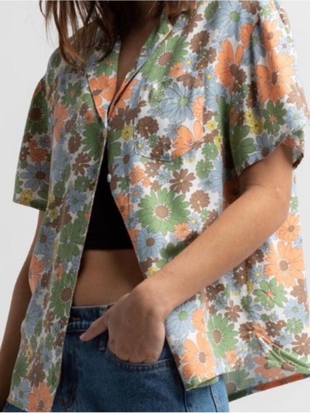 RSQ Floral Short-Sleeve Button-Up Shirt